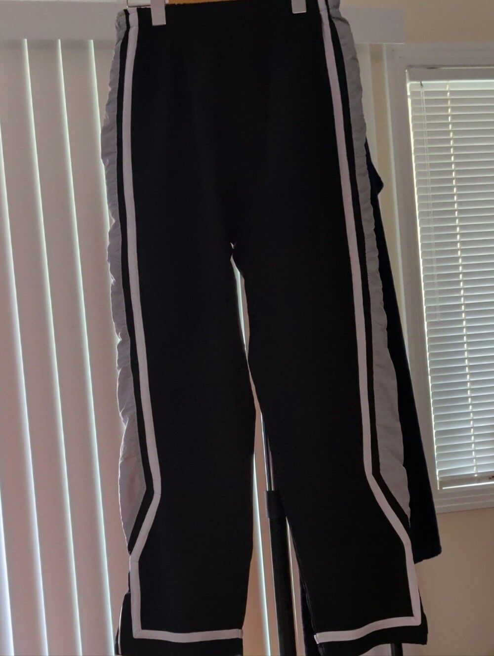 Black Wide-Leg Track Pants with White Stripe